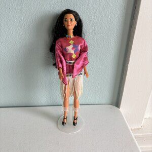 1980's Mattel Native American Barbie Black Hair Brown Eyes Knees Bend Twist & Tu
